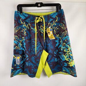 Reef Mens Moonchill Board Shorts Size 32 Teal Multicolor NWT